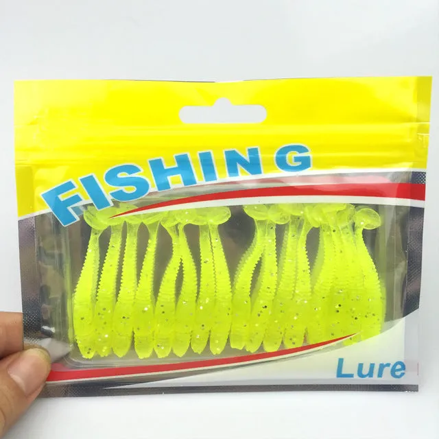 16Pcs/Lot 5cm/1g Lures Soft Bait Worms fishing lure with salt smell Hot Fishing Takcle Grub Artificial Lures YE-169