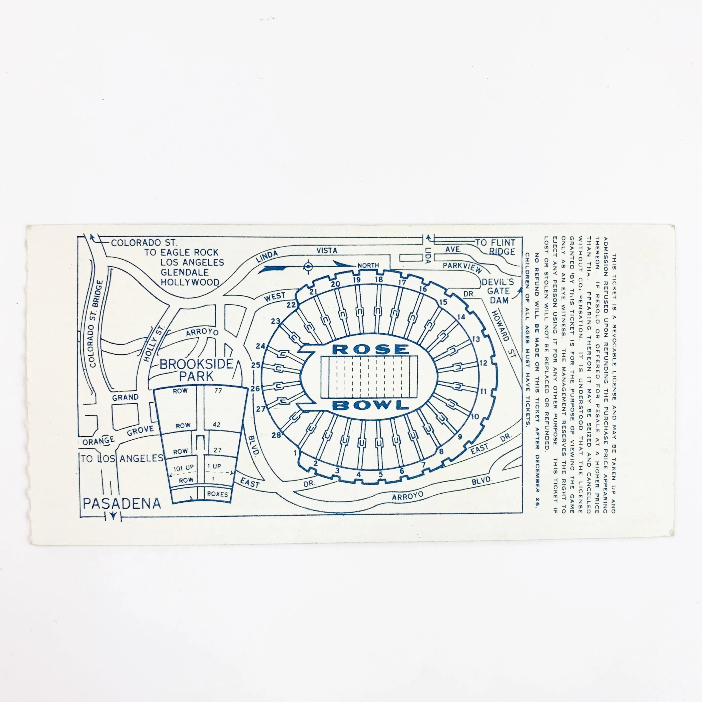 1950 Rose Bowl Pasadena California Football Intercollegiate Ticket Stub