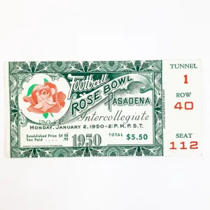 1950 Rose Bowl Pasadena California Football Intercollegiate Ticket Stub