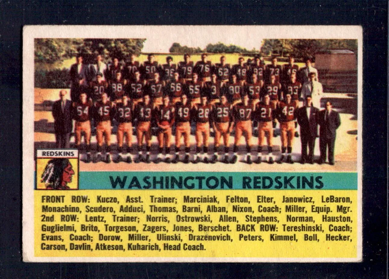 1956 Topps #61  Redskins SHORT PRINT Football Card