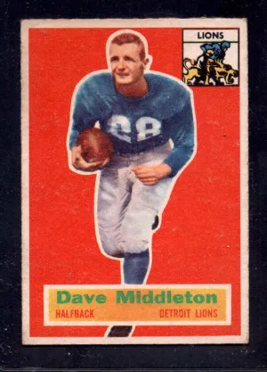 1956 Topps #68 Dave Middleton Lions Rookie Football Card