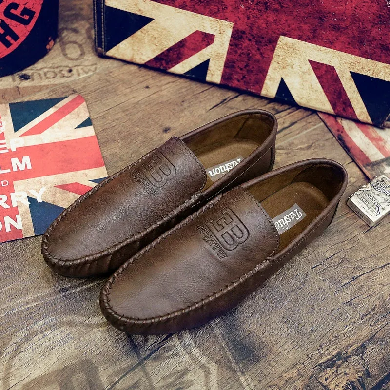 2022 summer new Doudou shoes men's fashion business lazy shoes Korean style casual slip-on leather shoes driving shoes men's shoes