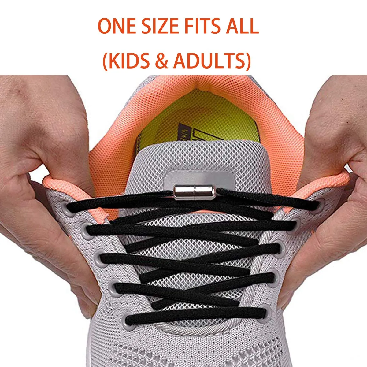 4 Pairs No Tie Shoelaces Tieless for Adult,Kids,Elderly Sneaker Fits Many Shoes 4 Pairs(metal Connectors)