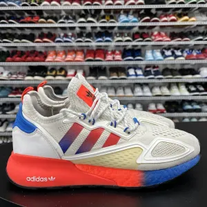 Adidas ZX 2K Boost (FV9996) "Cloud White/Solar Red/Blue" Men's Size 9.5