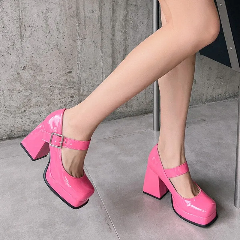 Advbridge Mary Jane Shoes Women's Fashion High Heels Spring Platform Shoes Women's Shoes Ladies High Heels School Shoes Plus Size Shoes