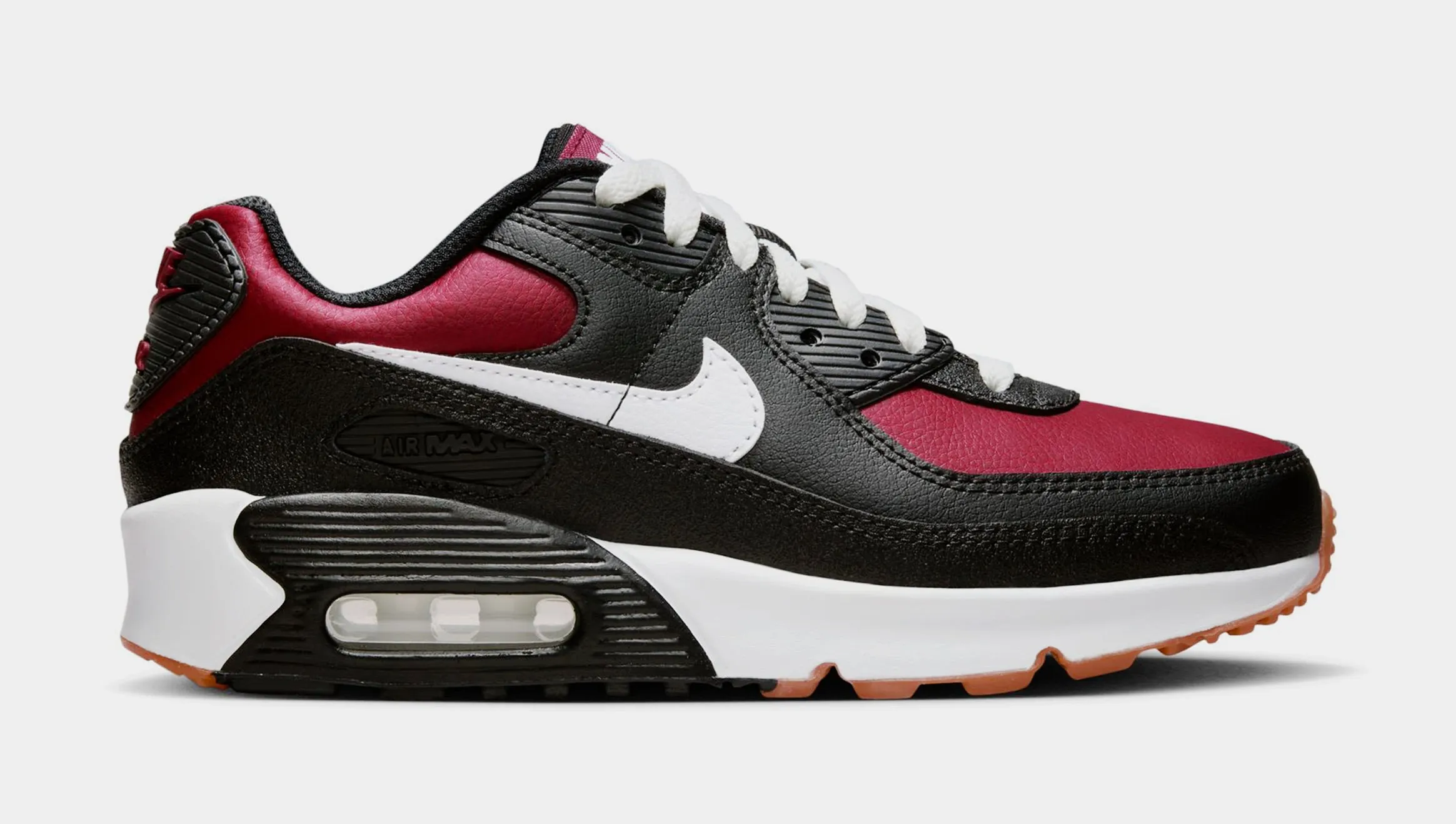 Air Max 90 LTR Grade School Lifestyle Shoes (Black/Team Red/Gum Light Brown/White)