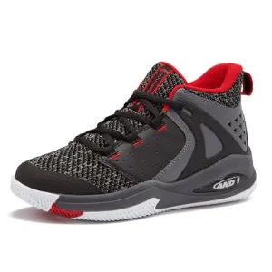 AND1 Takeoff 3.0 Girls & Boys Basketball Shoes, Boys High Top Sneakers - Black/Dark Grey/Red, 5 Big Kid