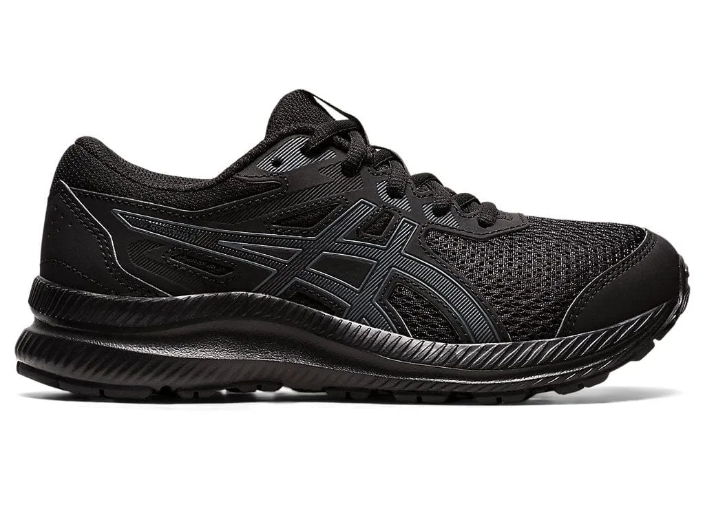 ASICS JUNIOR CONTEND 8 TRIPLE BLACK RUNNING SHOE