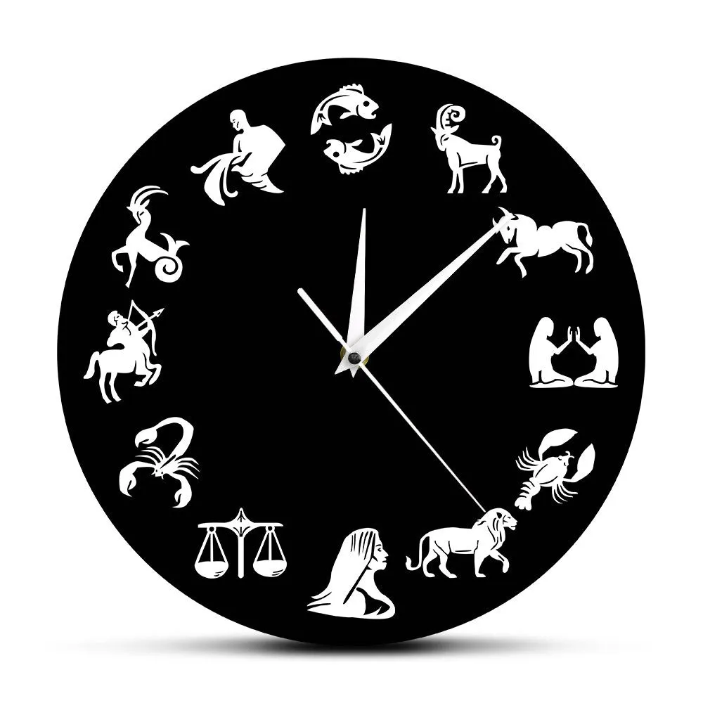 Astrology Art Wall Clock Star Signs Bedroom Nuesery Wall Decor Modern Wall Clock Zodiac Sign Wall Watch Clock Gift