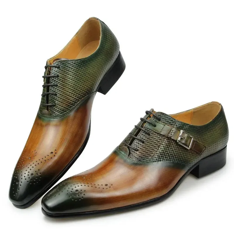 Aubino 2 - Luxury Men's single strap Cap Toe Oxford Shoes (2 patterns design)