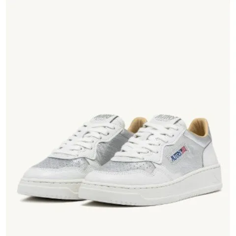 Autry Medalist Low White with Silver Sneaker