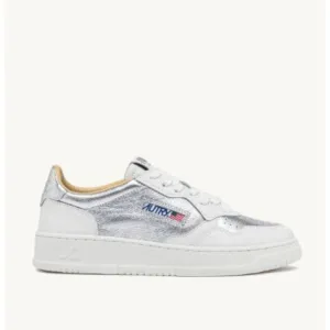 Autry Medalist Low White with Silver Sneaker