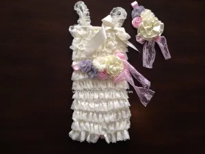 Baby Lace Romper with Ivory Headband & Sash