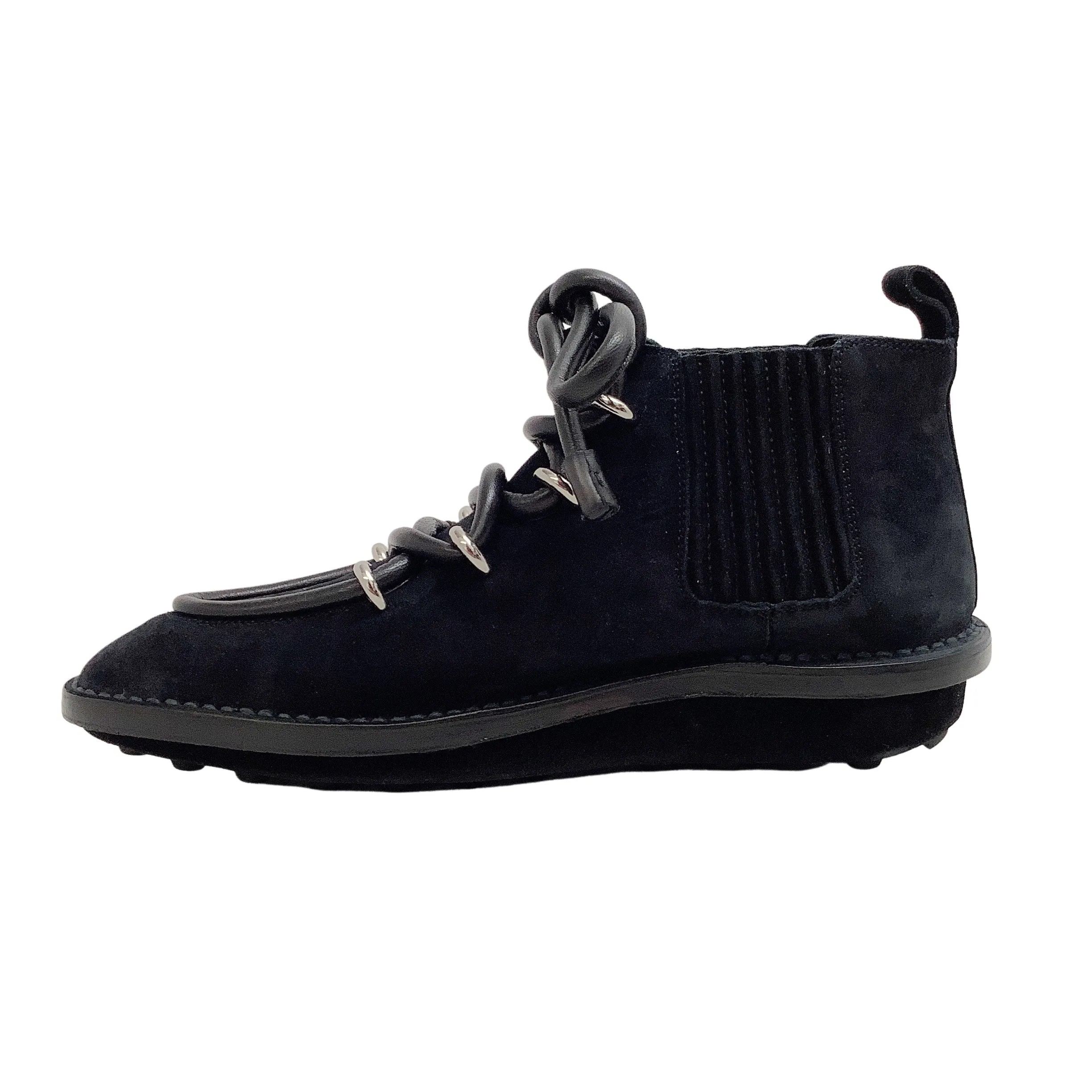 Balenciaga Black Suede Lace Up Moccasin Booties