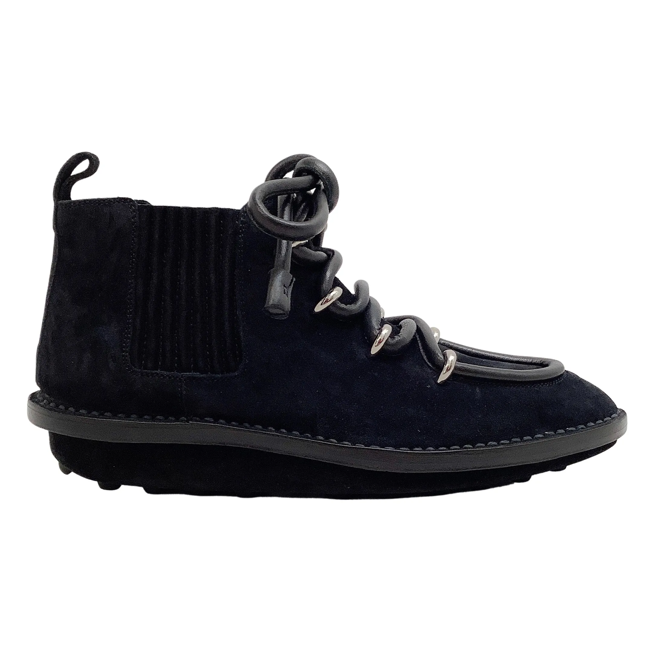 Balenciaga Black Suede Lace Up Moccasin Booties