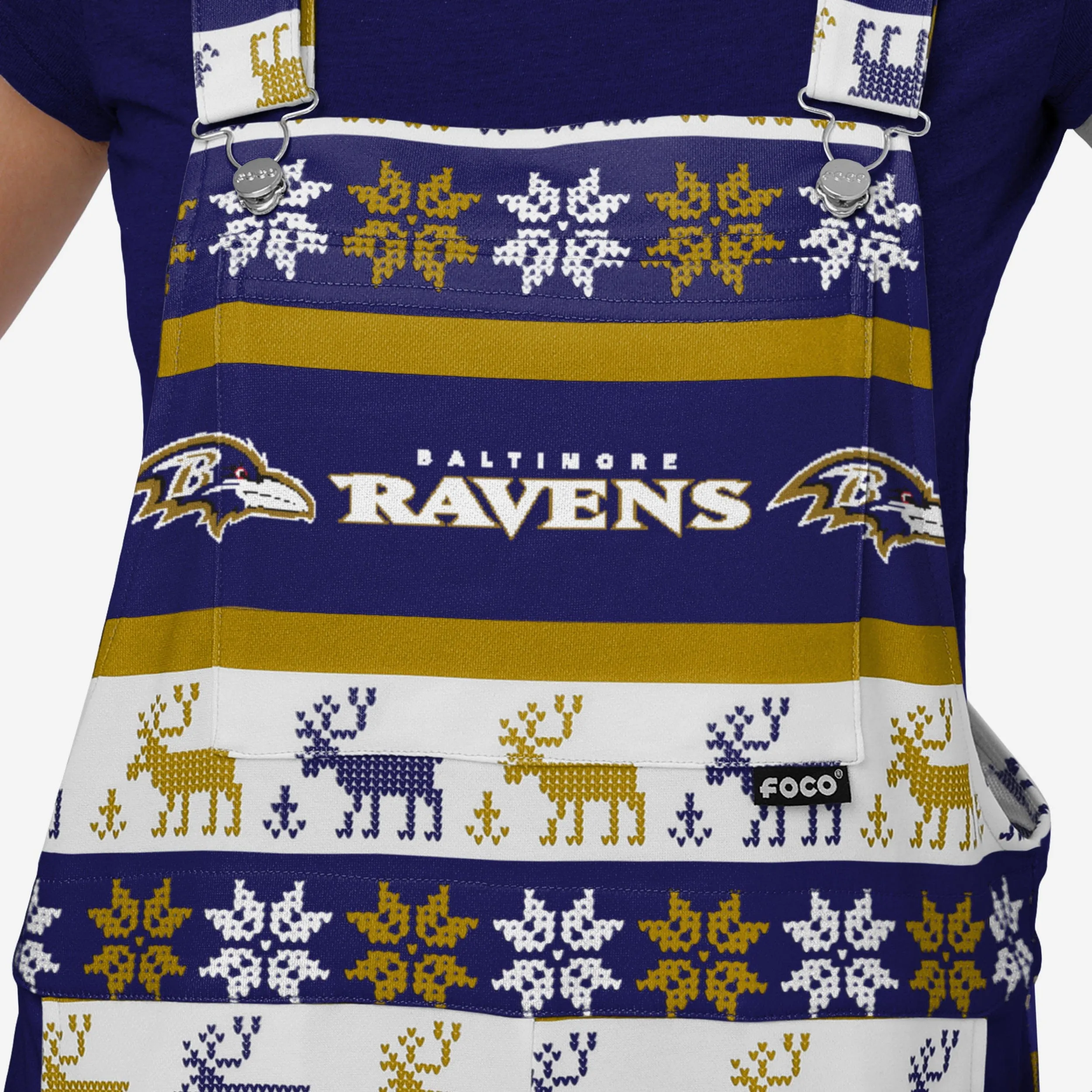 Baltimore Ravens Womens Ugly Home Gating Bib Overalls