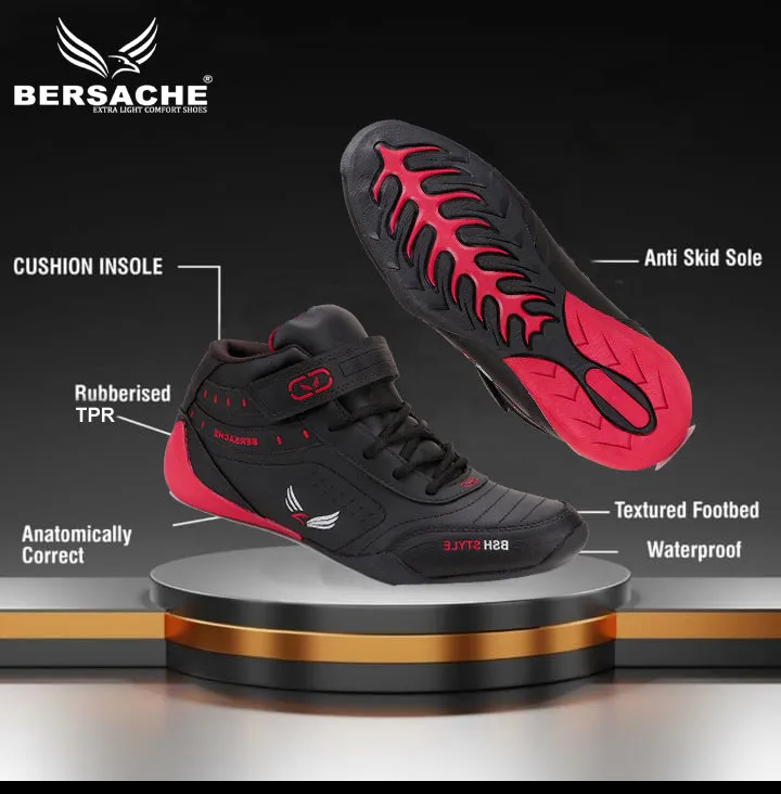 Bersache Lightweight Sports Running Shoes For Men Black-9020