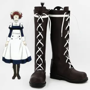 Black Butler Mey-Rin Meirin Brown Shoes Cosplay Boots