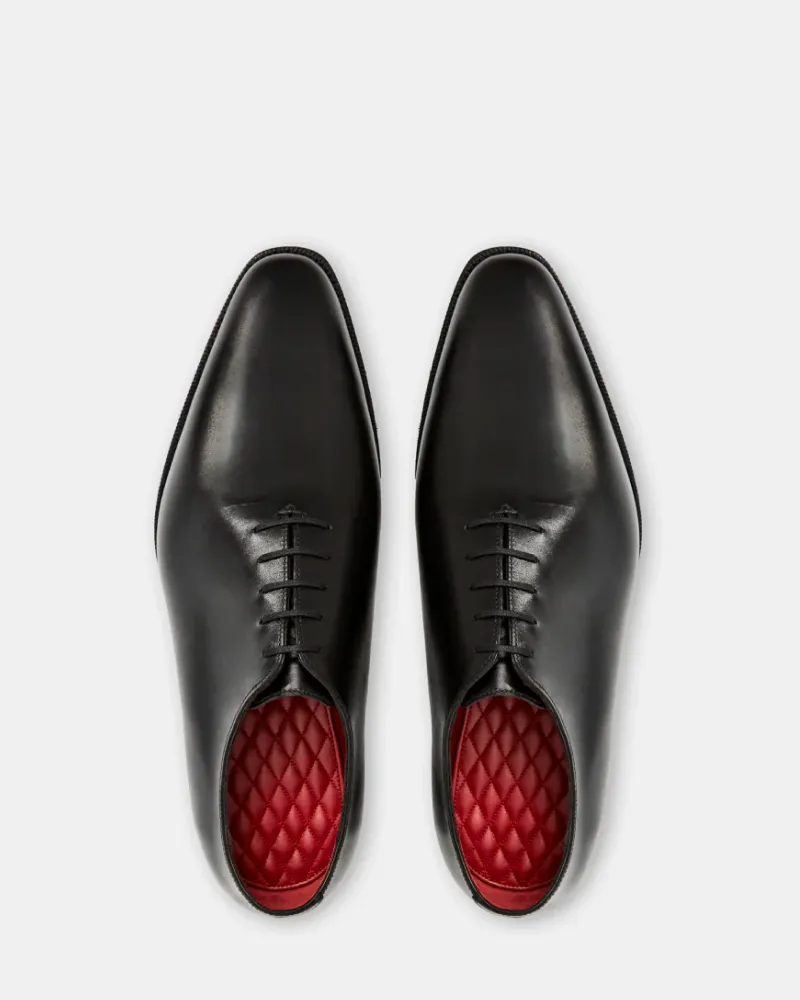 Black Wholecut Oxford Dress Shoe with Rubber Half Soles