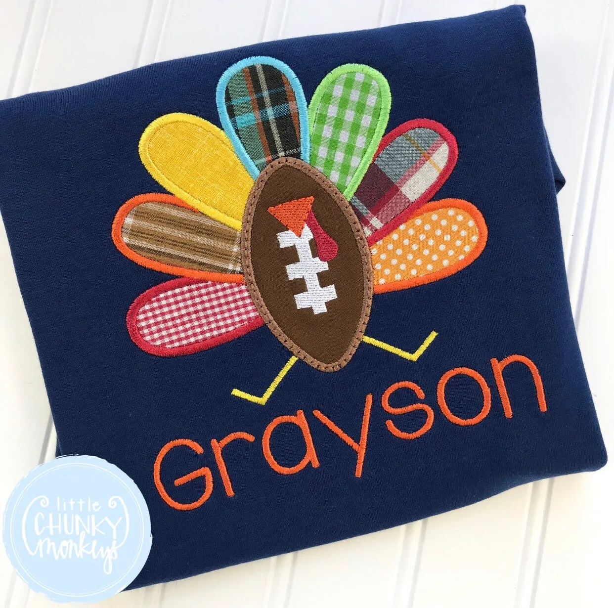 Boy Shirt - Applique Turkey/Football with Personalization