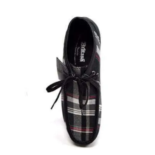 British Walkers New Castle Print Wallabee Boots Men's Black Plaid Leather and Suede