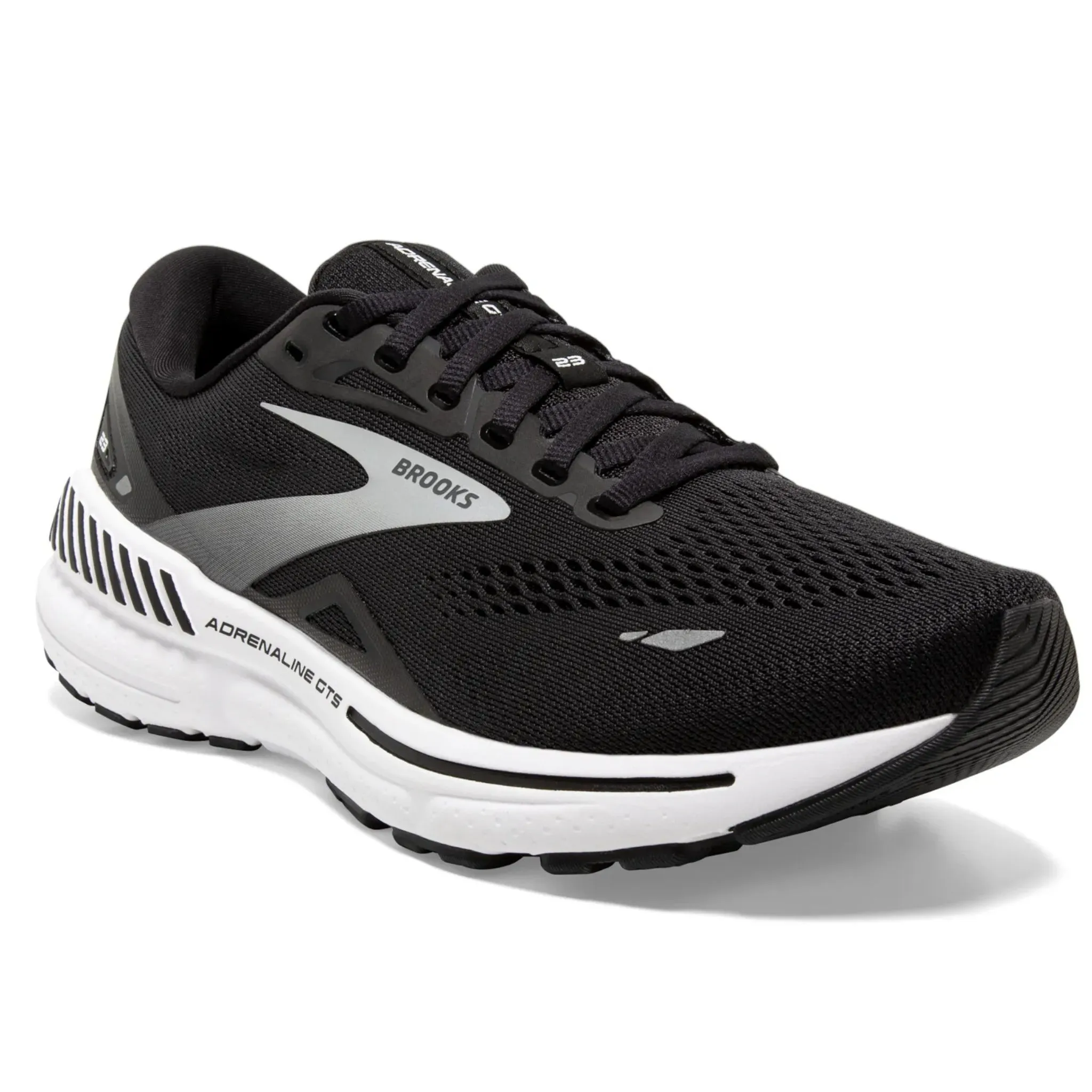 Brooks Men's 110391 004 Adrenaline GTS 23 Black White Silver Cushion Support Running Shoes WIDE