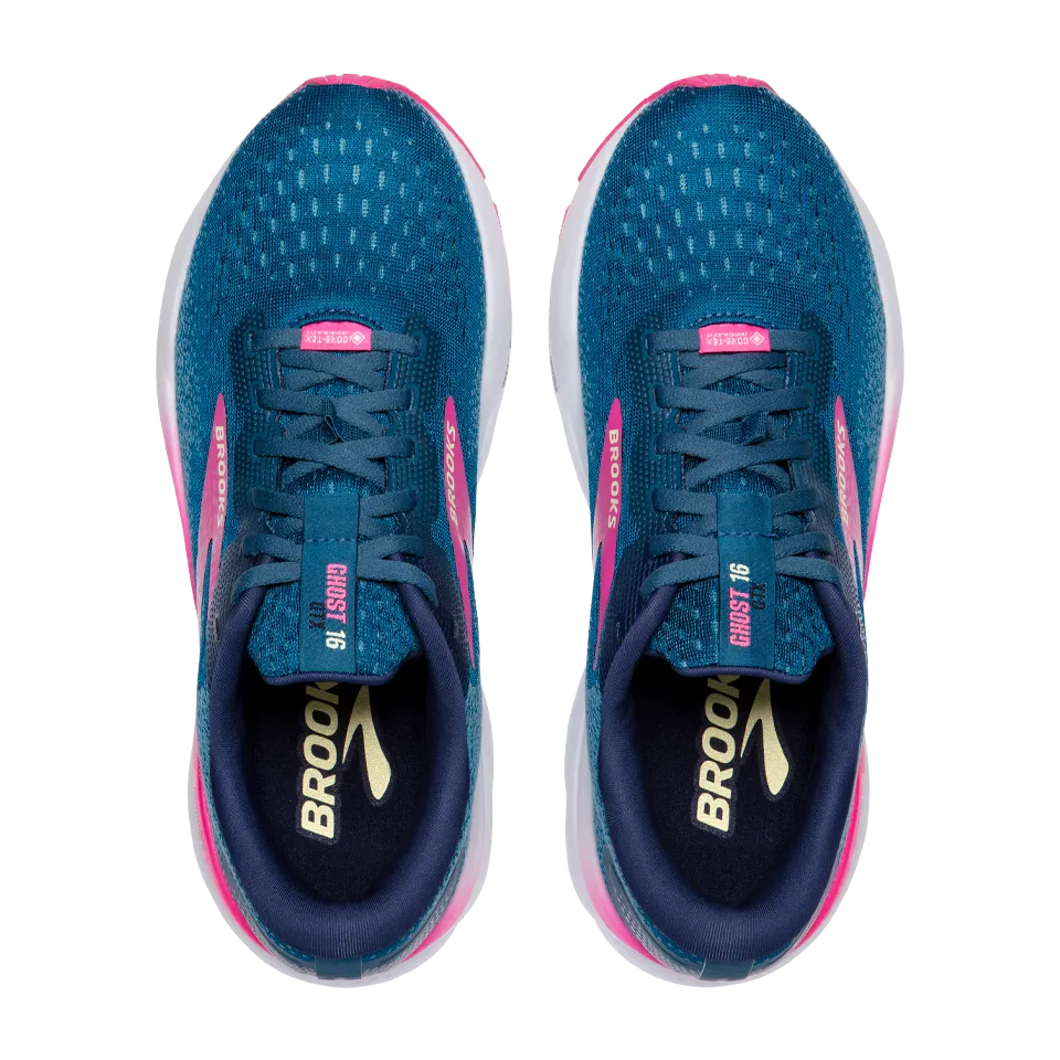 Brooks Women's Ghost 16 GTX B Width Moroccan Blue/Pink/Yellow