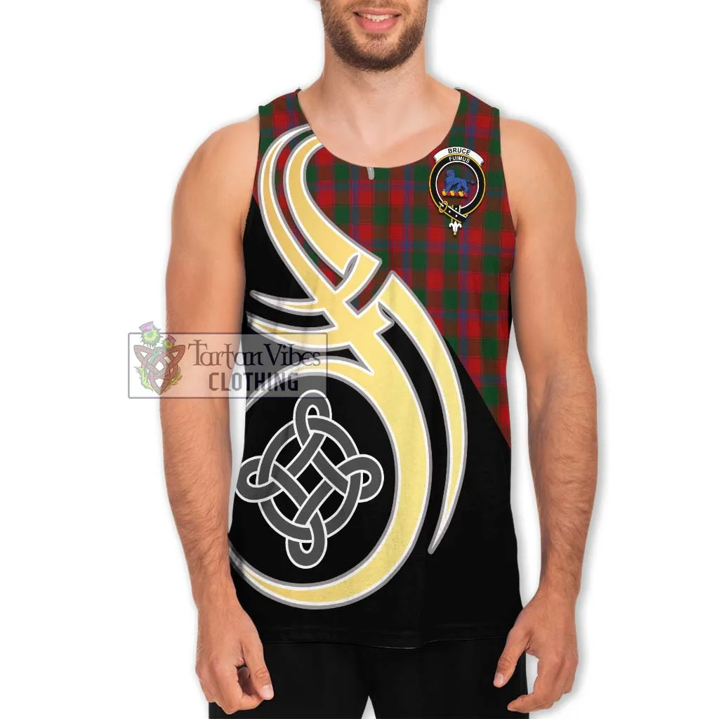 Bruce Old Tartan Men's Tank Top with Family Crest and Celtic Symbol Style