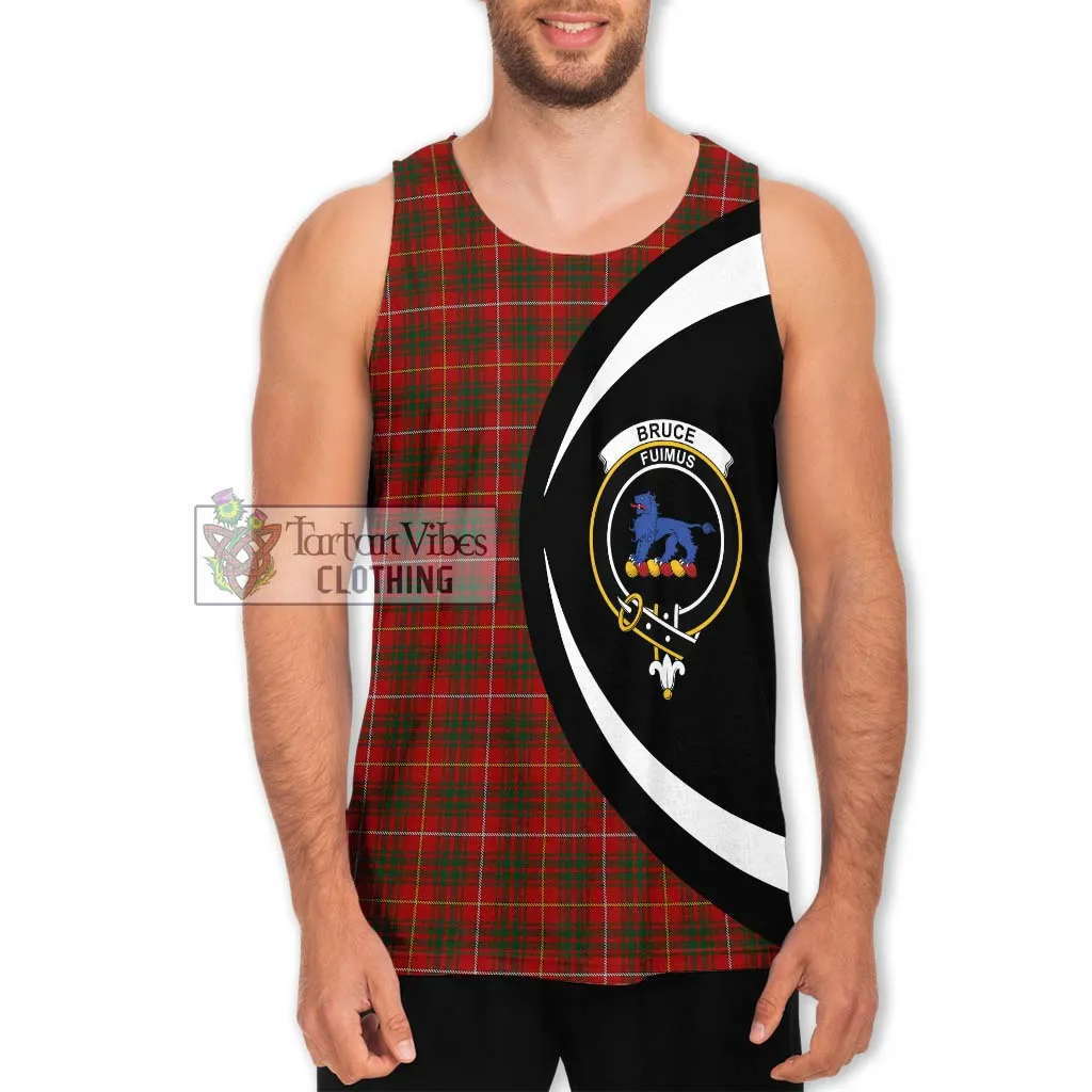 Bruce Tartan Men's Tank Top with Family Crest Circle Style