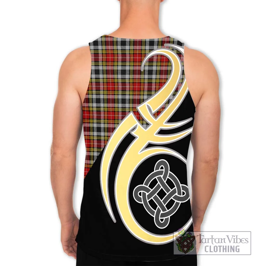 Buchanan Old Dress Tartan Men's Tank Top with Family Crest and Celtic Symbol Style