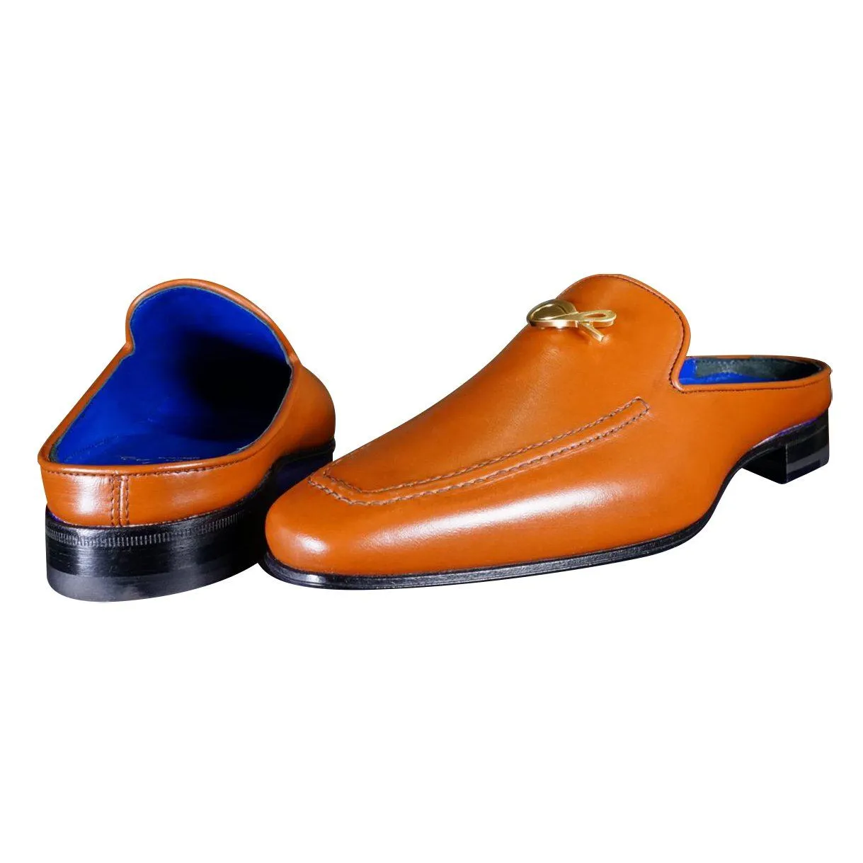 Caramello With Yellow Gold Hardware Leather Slippers