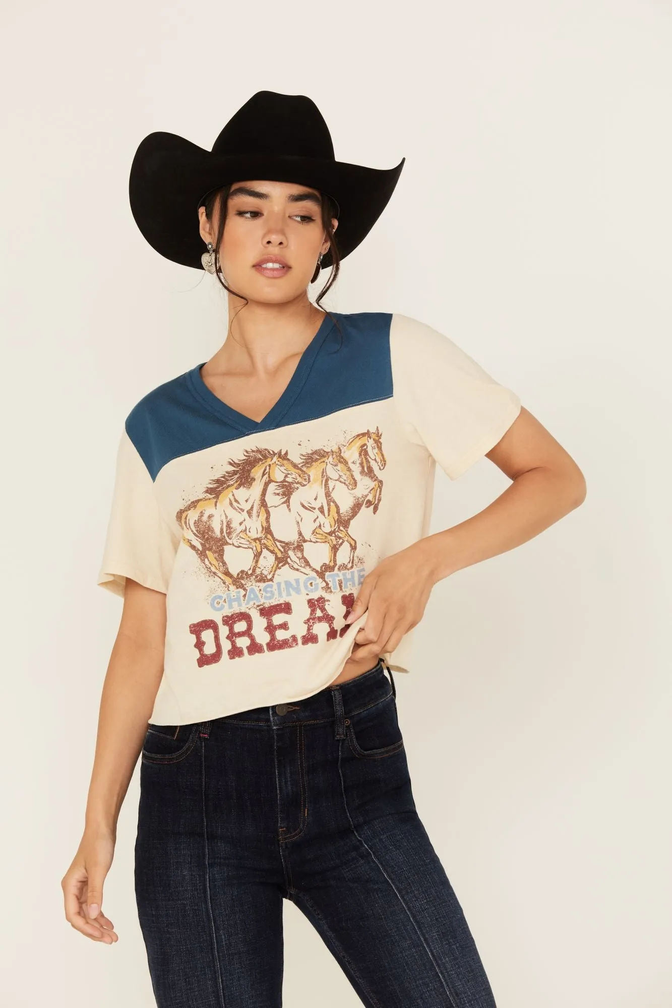 Chasing The Dream Cropped Football Short Sleeve Tee