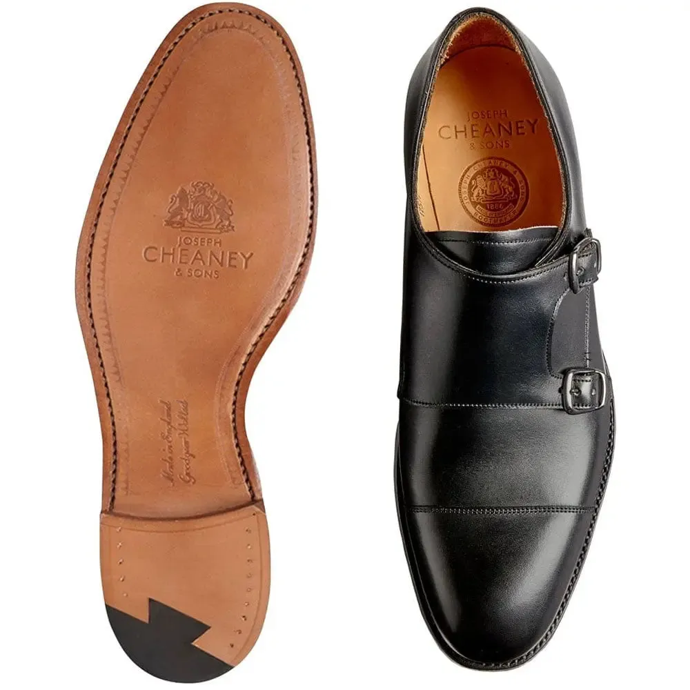 CHEANEY Shoes - Edmund Double Buckle Monk - Black Calf