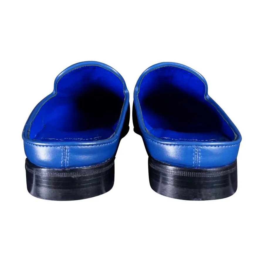 Cobalt With Yellow Gold Hardware Leather Slipper