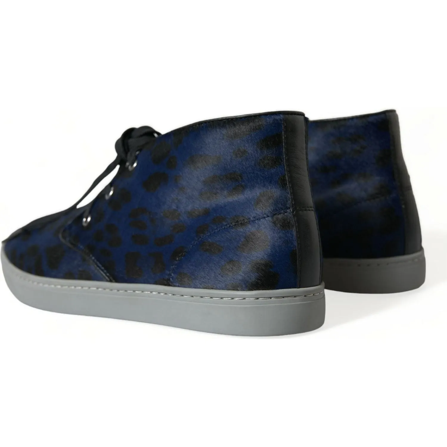 Dolce & Gabbana Chic Blue Leopard Print Mid-Top Sneakers