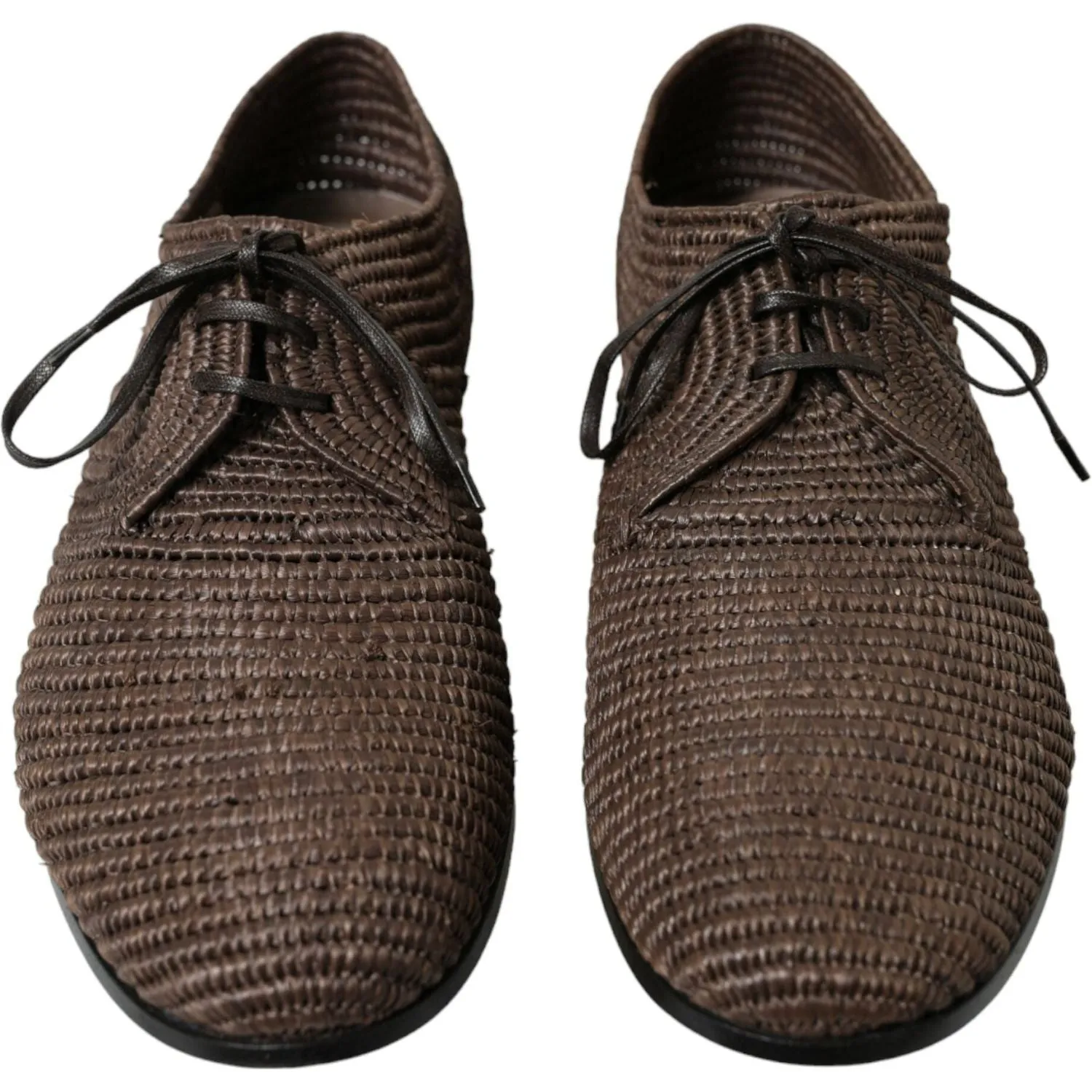 Dolce & Gabbana Elegant Raffia Upper Derby Shoes - Lace Up in Brown