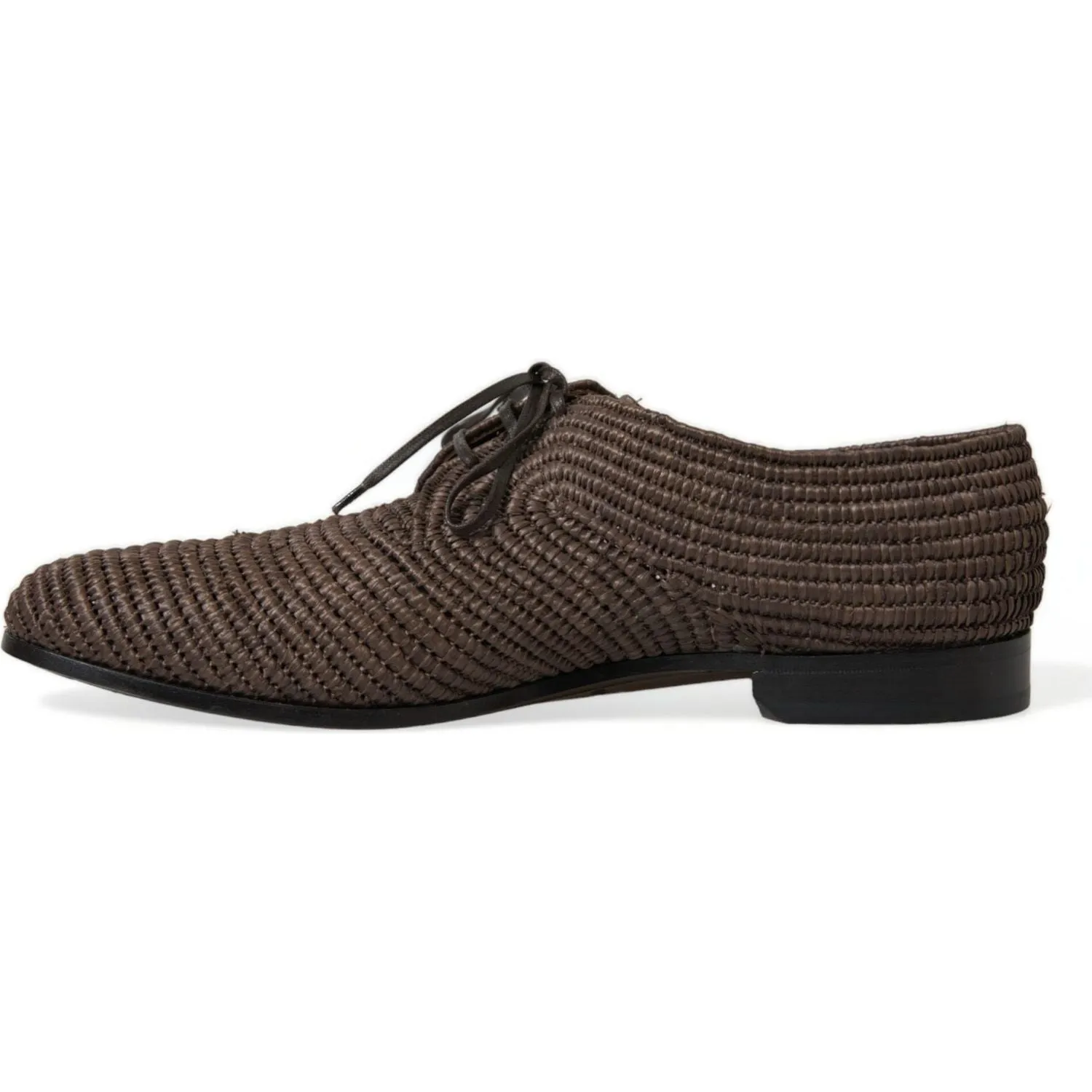 Dolce & Gabbana Elegant Raffia Upper Derby Shoes - Lace Up in Brown