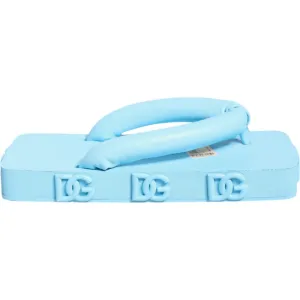 Dolce & Gabbana Light Blue Rubber Slides Flats Sandals Shoes