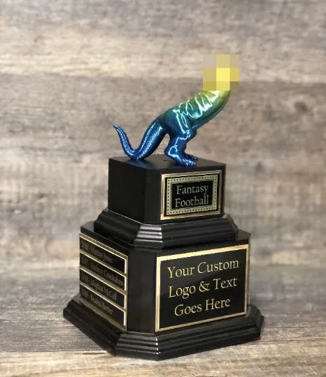 Fantasy Football Trophy Dickasaurus LOSER Last Place Trophy FFL Trophy Funny Award Perpetual Trophy Last Place Dinosaur Dickhead Penis Award