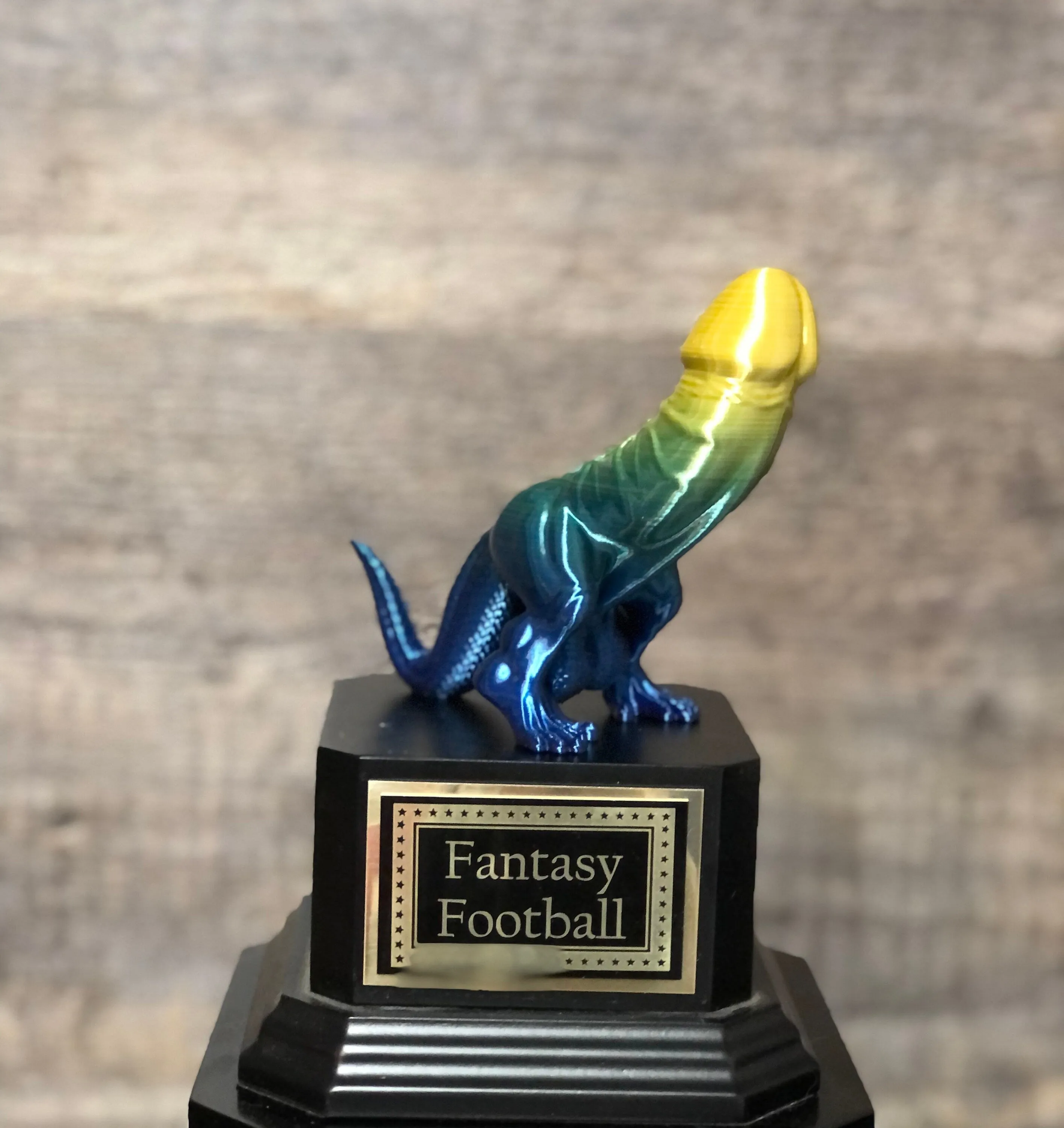 Fantasy Football Trophy Dickasaurus LOSER Last Place Trophy FFL Trophy Funny Award Perpetual Trophy Last Place Dinosaur Dickhead Penis Award