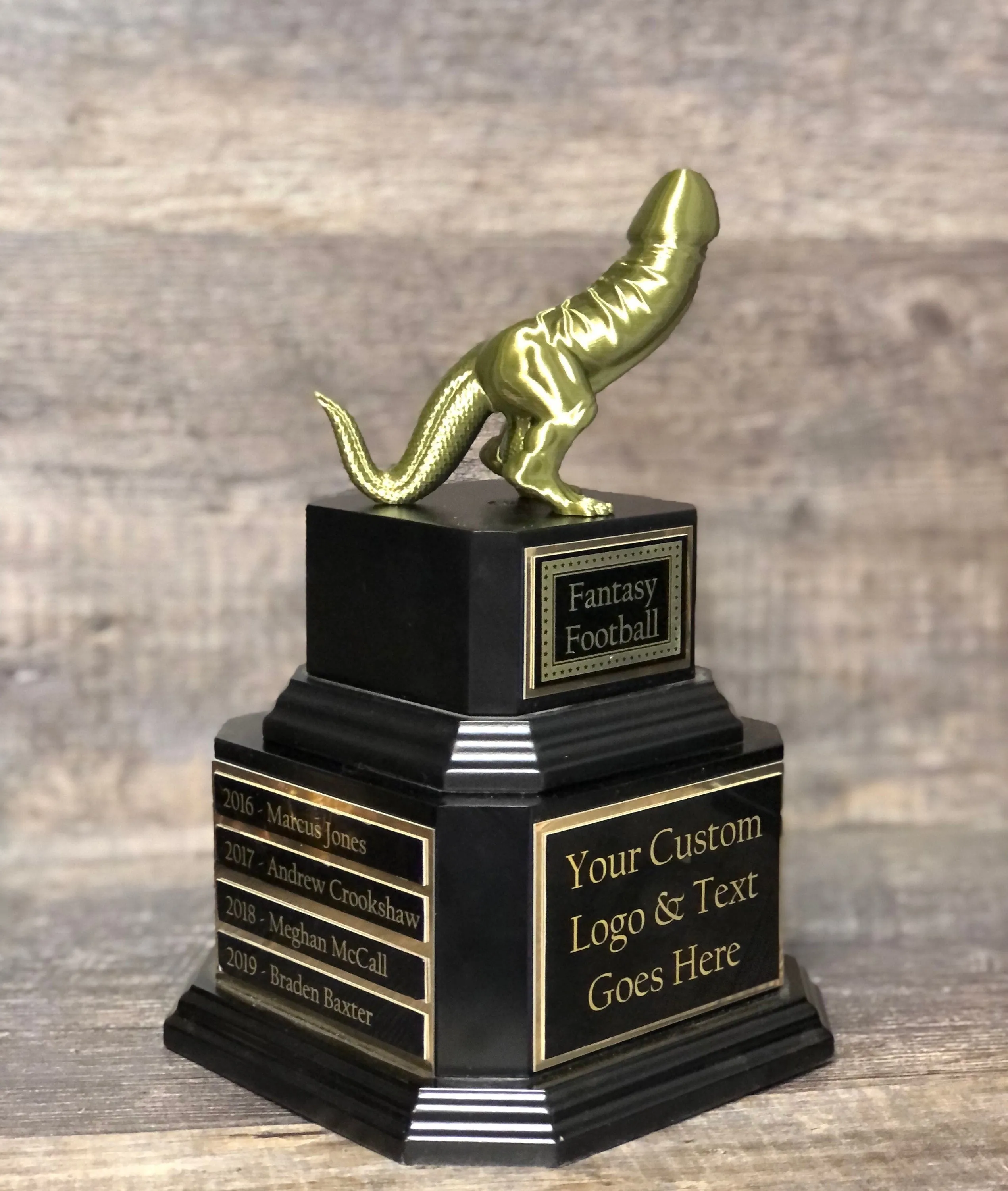 Fantasy Football Trophy Dickasaurus LOSER Trophy FFL Trophy Funny Award Perpetual Trophy Last Place Dinosaur Dickhead Penis Award