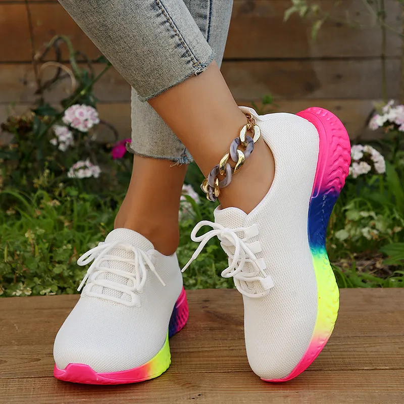 Fashion wedge sneakers color block running walking platform sneakers