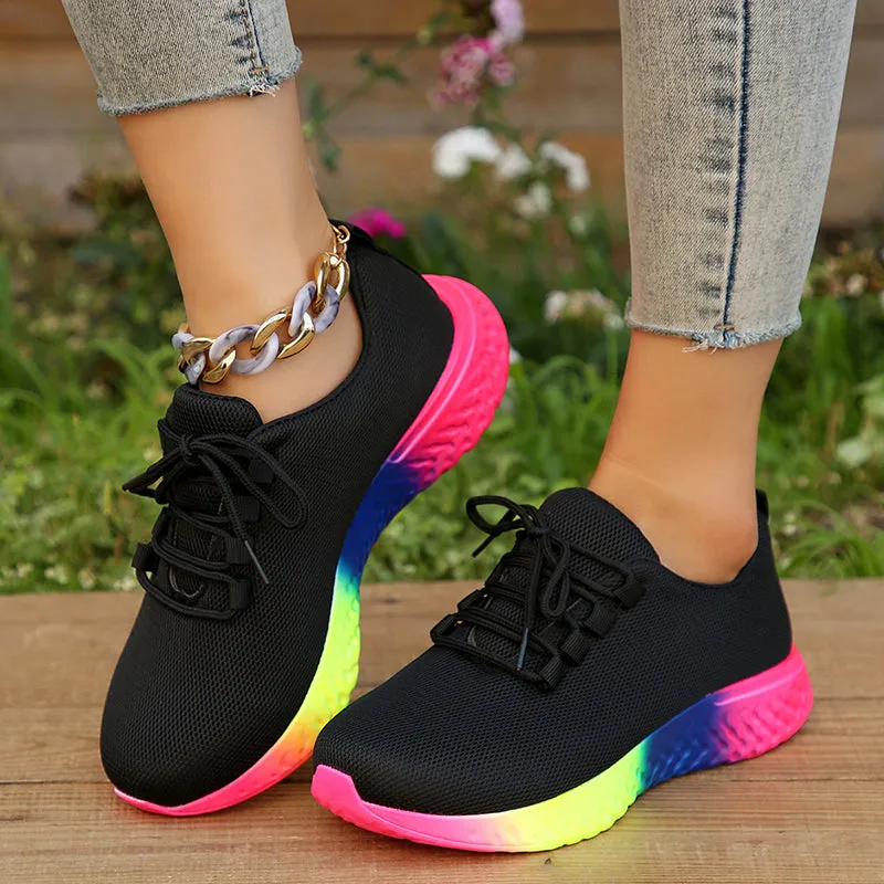 Fashion wedge sneakers color block running walking platform sneakers