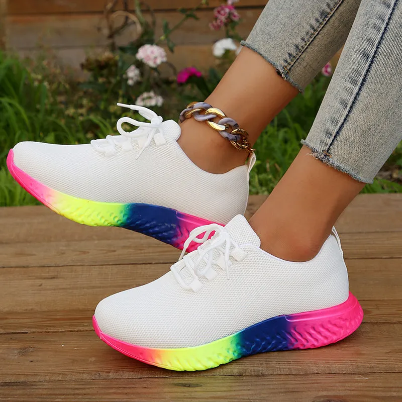 Fashion wedge sneakers color block running walking platform sneakers