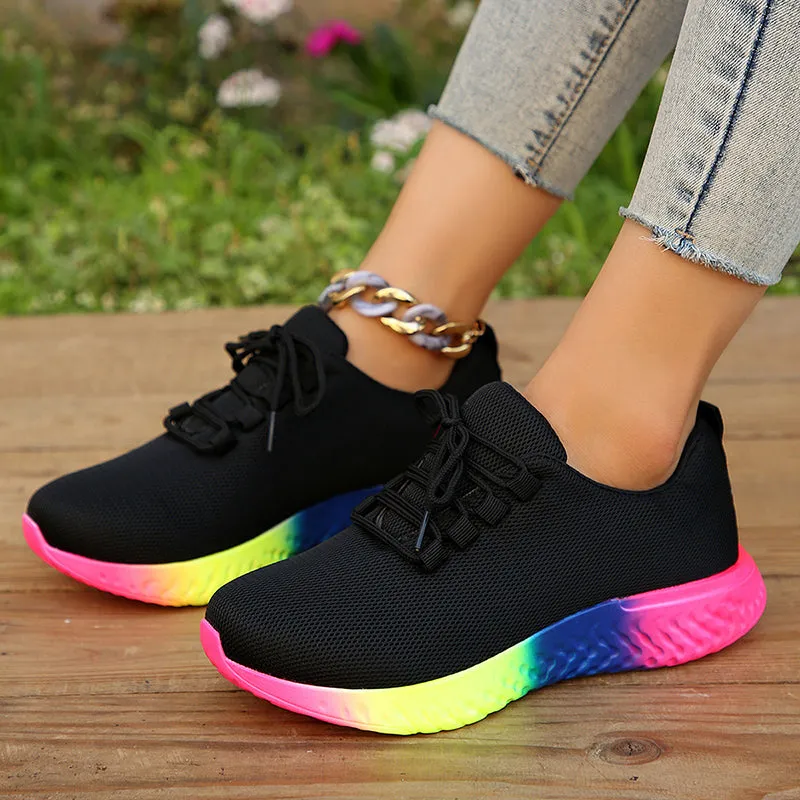 Fashion wedge sneakers color block running walking platform sneakers