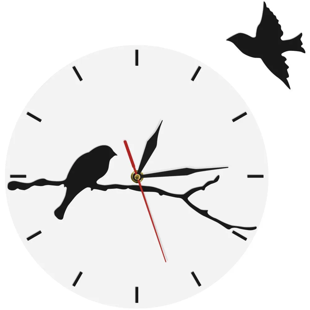 Flying Bird Abstract Wall Art 3D Wall Clock Bird Flew Away Decorative Funny Wall Clock Bird On The Branch Modern Home Decoration