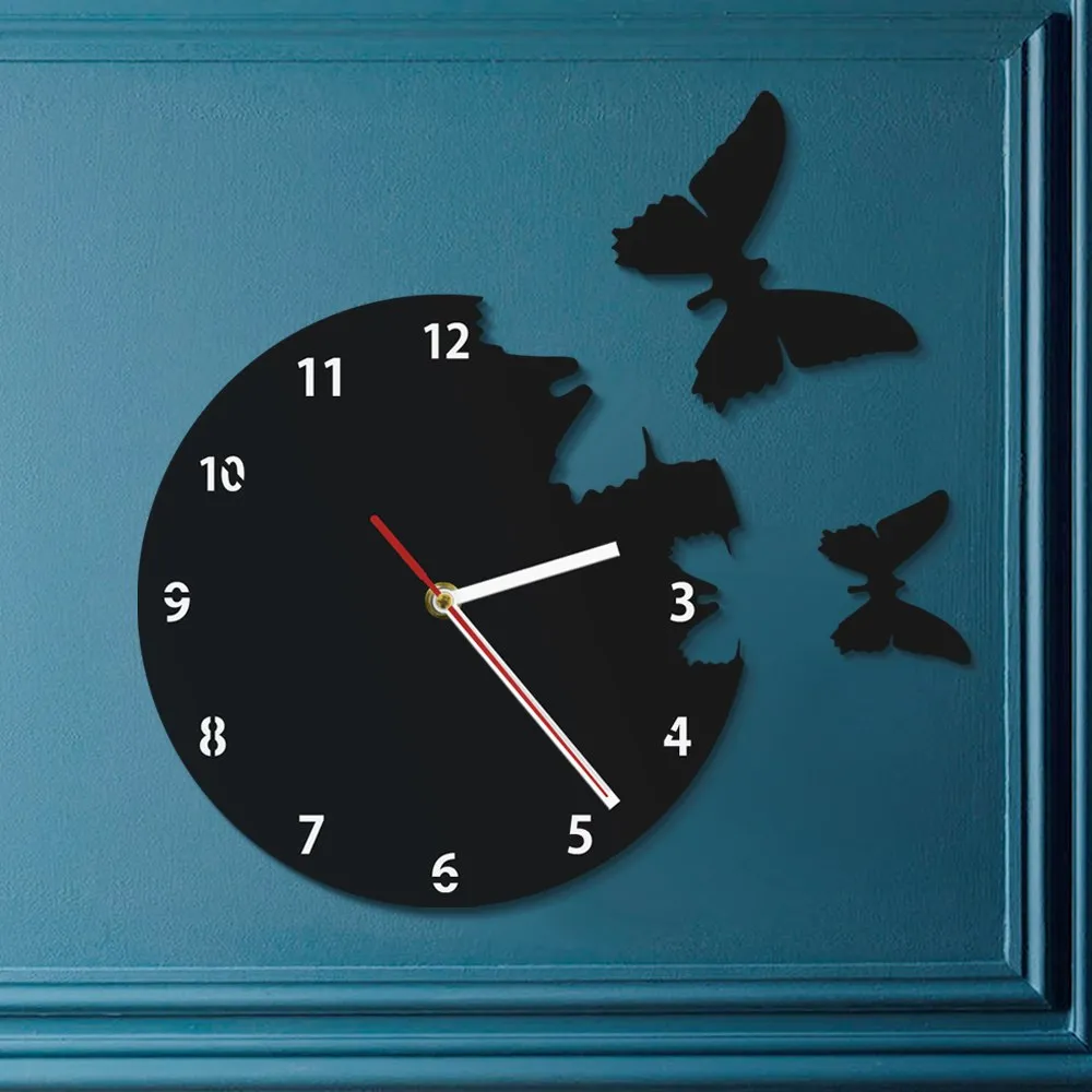 Flying Butterflies Wall Clock Abstract Nature Wall Art Home Decor Wall Clock Butterfly Espcape Flew Away Modern Wall Clock