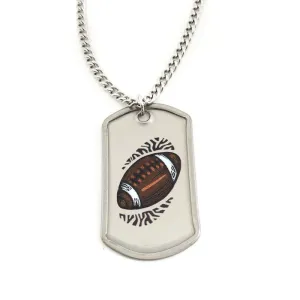 Football Mini Dog Tag Philippians 4:13 Necklace On Curb Chain