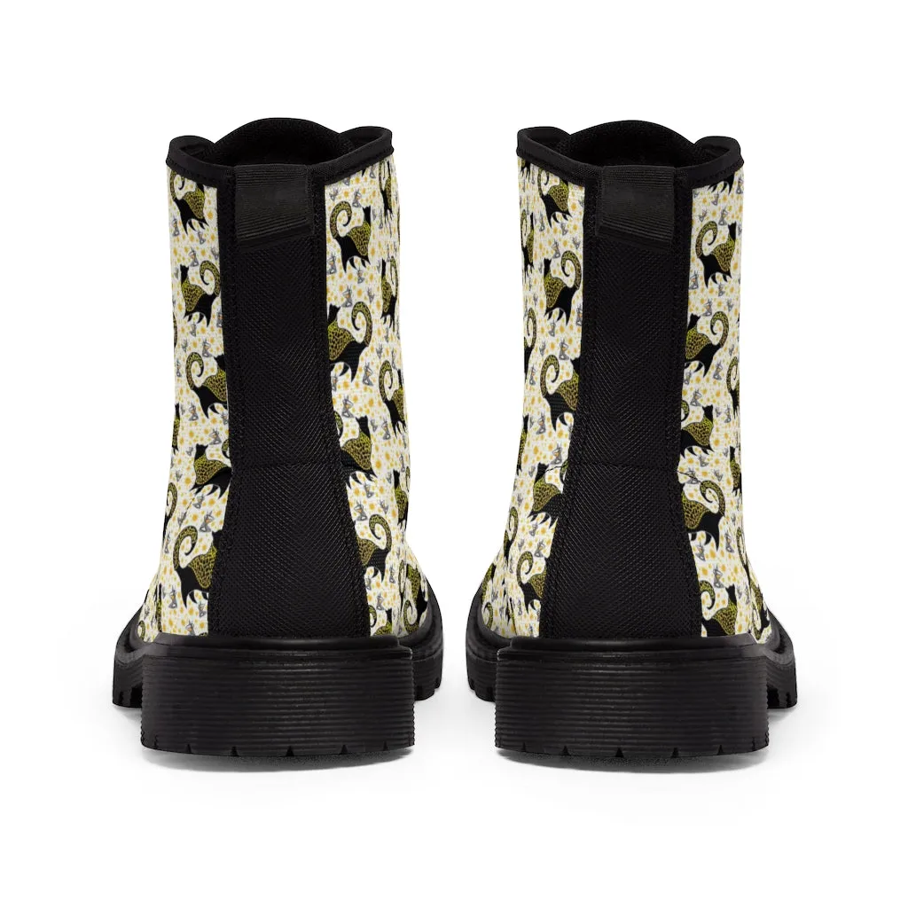 Gold Snooty Cats Cocktails Women's Canvas Boots