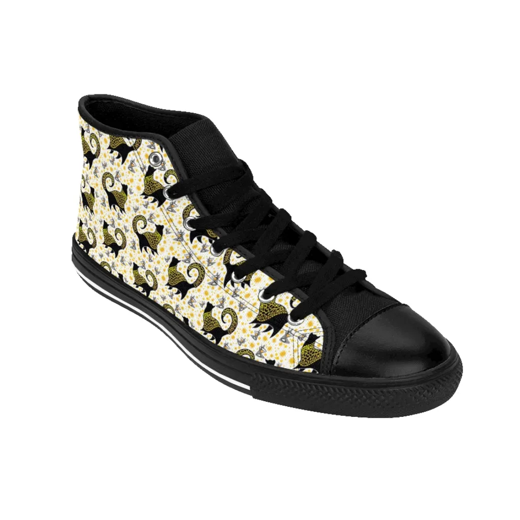 Gold Snooty Cats Cocktails Women's High-top Sneakers